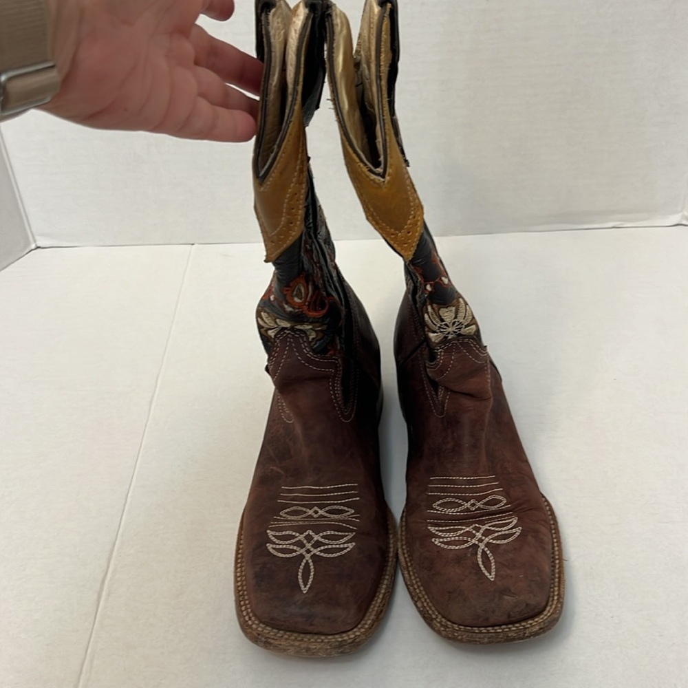 LA SIERRA WOMENS WESTERN BOOTS FLORAL & LEATHER CRAZY TANG 7.5 - Picture 7 of 17